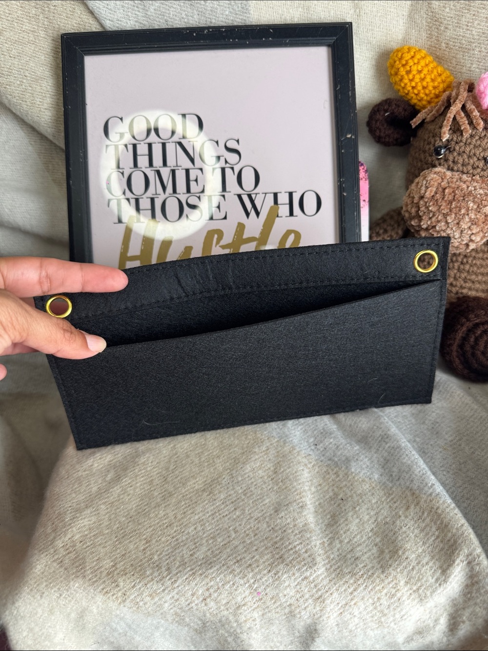 Black Felt Envelope organizer with Grommet